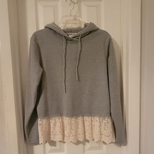 American Rag Hoodie with Lace Accent
